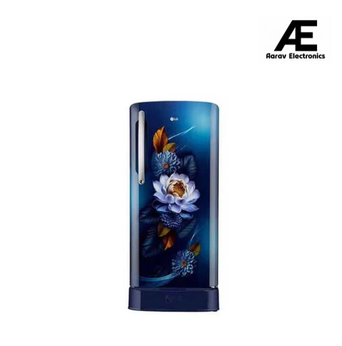 LG 201 L 3 Star Inverter Direct-Cool Single Door Refrigerator (GL-D211HBWD, Blue Waterlilly, Base stand with drawer)