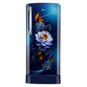 LG 201 L 5 Star Inverter Direct-Cool Single Door Refrigerator (GL-D211HBWZ, Blue Waterlilly, Base stand with drawer)