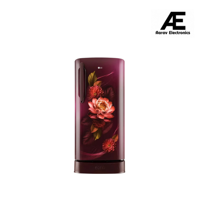 LG 201 L 5 Star Inverter Direct-Cool Single Door Refrigerator (GL-D211HRWZ, Red Waterlilly, Base stand with drawer)