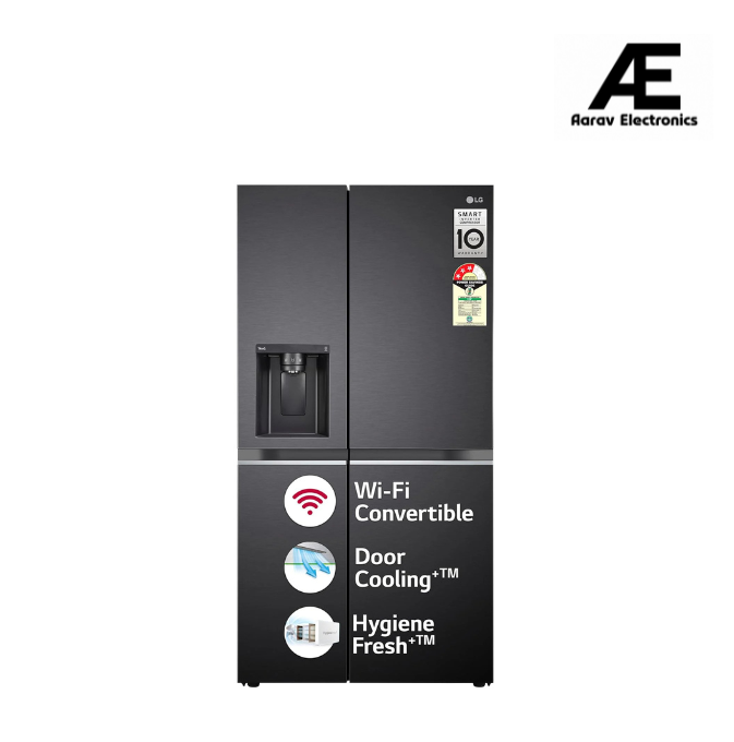 LG 630 L, 3 Star, Frost-Free, Double Door, Door Cooling+, Hygiene Fresh+, Smart Inverter, Wi-Fi Convertible Side By Side Refrigerator with AI ThinQ (GL-L257CMC3, Matt Black, Ice &amp; Water Dispenser)