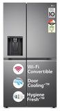 LG 630 L 3 Star Frost Free Smart Inverter Wi-Fi Double Door Side by Side Refrigerator (GL-L257CPZ3, Shiny Steel, Convertible, Door Cooling, Multi Air Flow | With Water &amp; Ice Dispenser)
