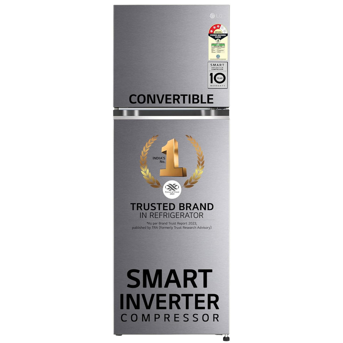 LG 246 L 3 Star Smart Inverter Frost-Free Double Door Refrigerator Appliance (GL-S262SDSX, Dazzle Steel, Convertible)