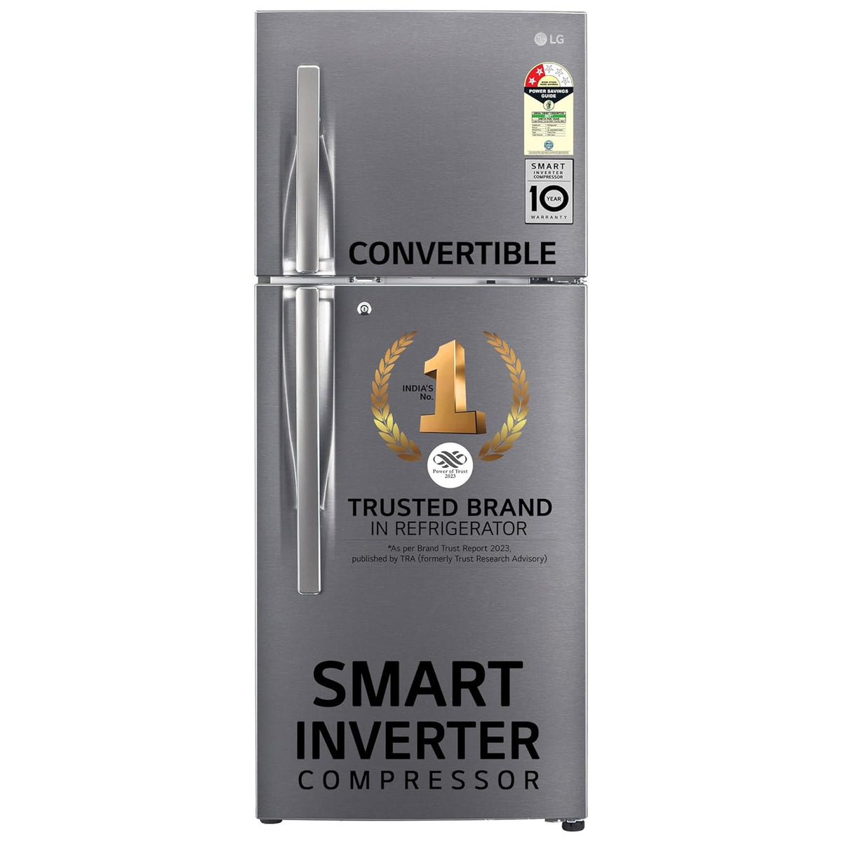 LG 240 L 2 Star Smart Inverter Frost-Free Double Door Refrigerator Appliance (GL-S292RDSY, Dazzle Steel, Convertible, Gross Volume - 260 L)