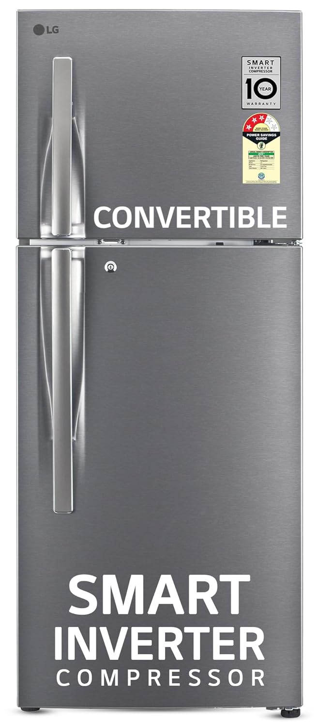 LG 240 L 3 Star Frost-Free Smart Inverter Double Door Refrigerator (GL-S292SDSX, Dazzle Steel, Convertible &amp; Multi Air Flow Cooling)