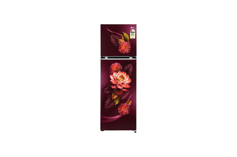 LG 272 L Frost Free Double Door 2 Star Convertible Refrigerator with Smart Inverter Compressor, Multi Air Flow and Auto Smart Connect  (Red Water Lily, GL-S312SRWY)