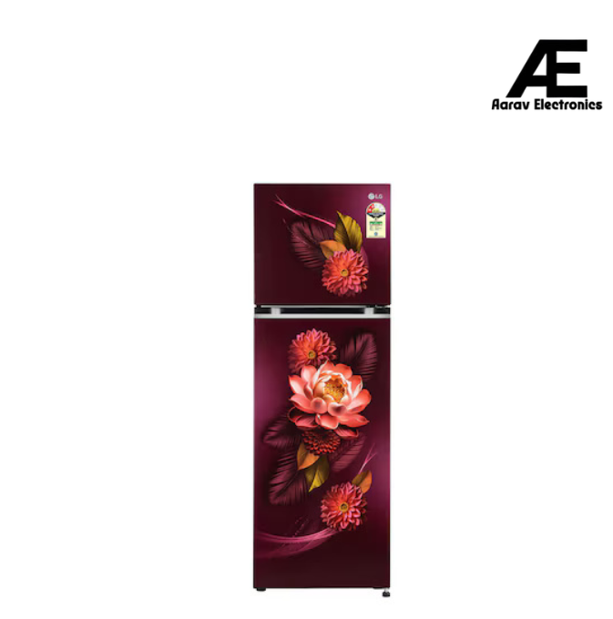 LG 272 L Frost Free Double Door 2 Star Convertible Refrigerator with Smart Inverter Compressor, Multi Air Flow and Auto Smart Connect  (Red Water Lily, GL-S312SRWY)