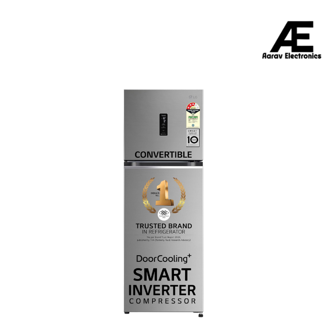 LG 272 L 3 Star Frost-Free Smart Inverter Wi-Fi Double Door Refrigerator Appliance (GL-T312TPZX, Shiny Steel, Convertible &amp; Door Cooling+, Gross Volume – 289 Ltr.)