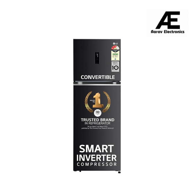 LG 322 L 3 Star Smart Inverter Wi-Fi Frost-Free Double Door Refrigerator (‎ GL-T342TESX, Ebony Sheen, Door Cooling+ &amp; Convertible)