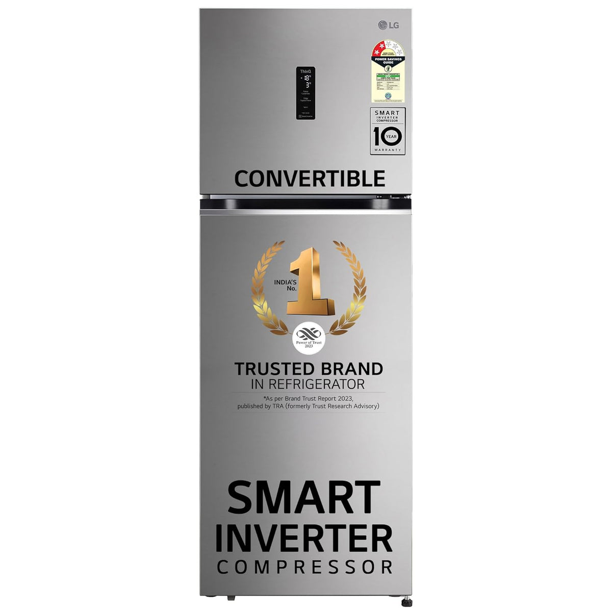 LG 322 L 2 Star Frost-Free Smart Inverter Wi-Fi Double Door Refrigerator Appliance (2023 Model, GL-T342TPZY, Shiny Steel, Convertible &amp; Door Cooling+)