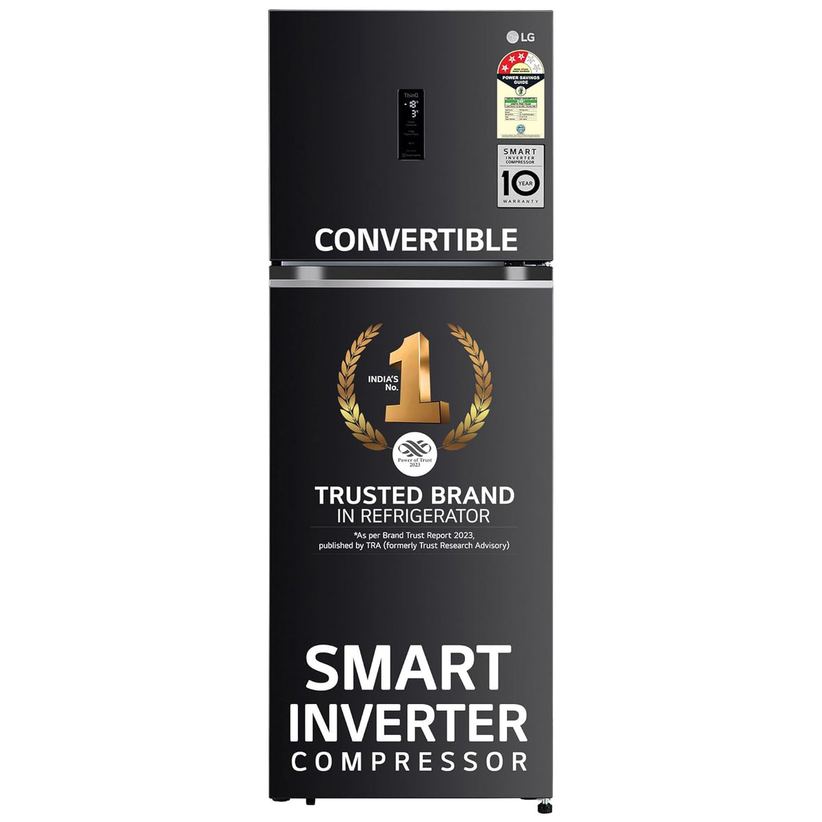 LG 343 L 3 Star Frost-Free Smart Inverter Compressor Wi-Fi Double Door Refrigerator Appliance (GL-T382TESX, Ebony Steel, Convertible With Door Cooling+, 2023 Model)