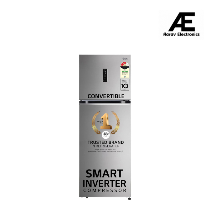 LG 343 L, 3 Star, Smart Inverter Compressor, Wi-Fi Enabled, Convertible Frost-Free Double Door Refrigerator (‎GL-T382TPZX, Shiny Steel, Auto smart connect &amp; Door Cooling+)