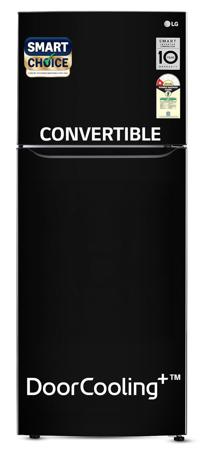 LG Smart Choice, 446 L, 1 Star, Convertible, Door Cooling+, Smart Inverter Compressor, Frost Free Double Door Refrigerator (GL-T502CESR, Ebony Sheen, Express Freeze &amp; Multi Air Flow)