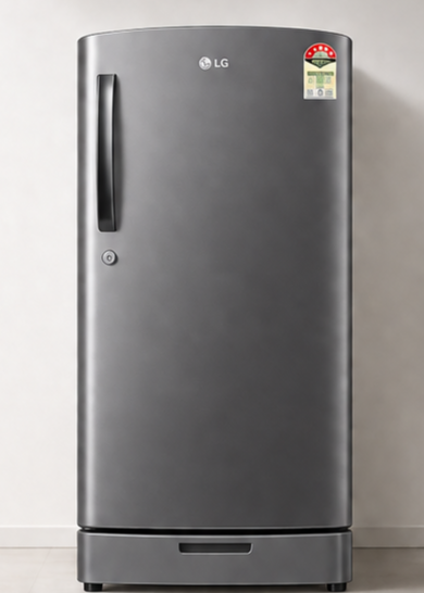 LG GLD2156ZHSM 201L 5 Star Direct Cool Single Door Refrigerator with Smart Inverter Compressor, Base Stand Drawer, Toughened Glass Shelves & Fast Ice Making