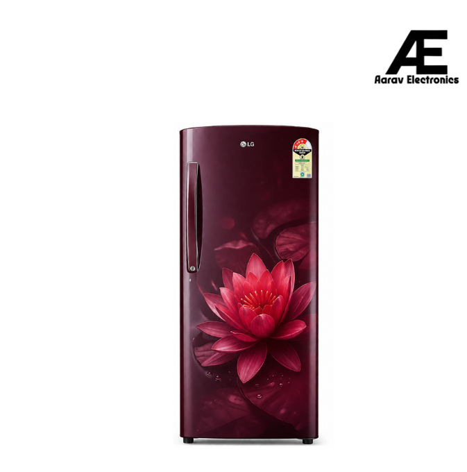 LG 224L 3 Star Direct Cool Single Door Refrigerator with Smart Inverter Compressor, Fast Ice Making & Red Water Lily (GLD2336YARW)