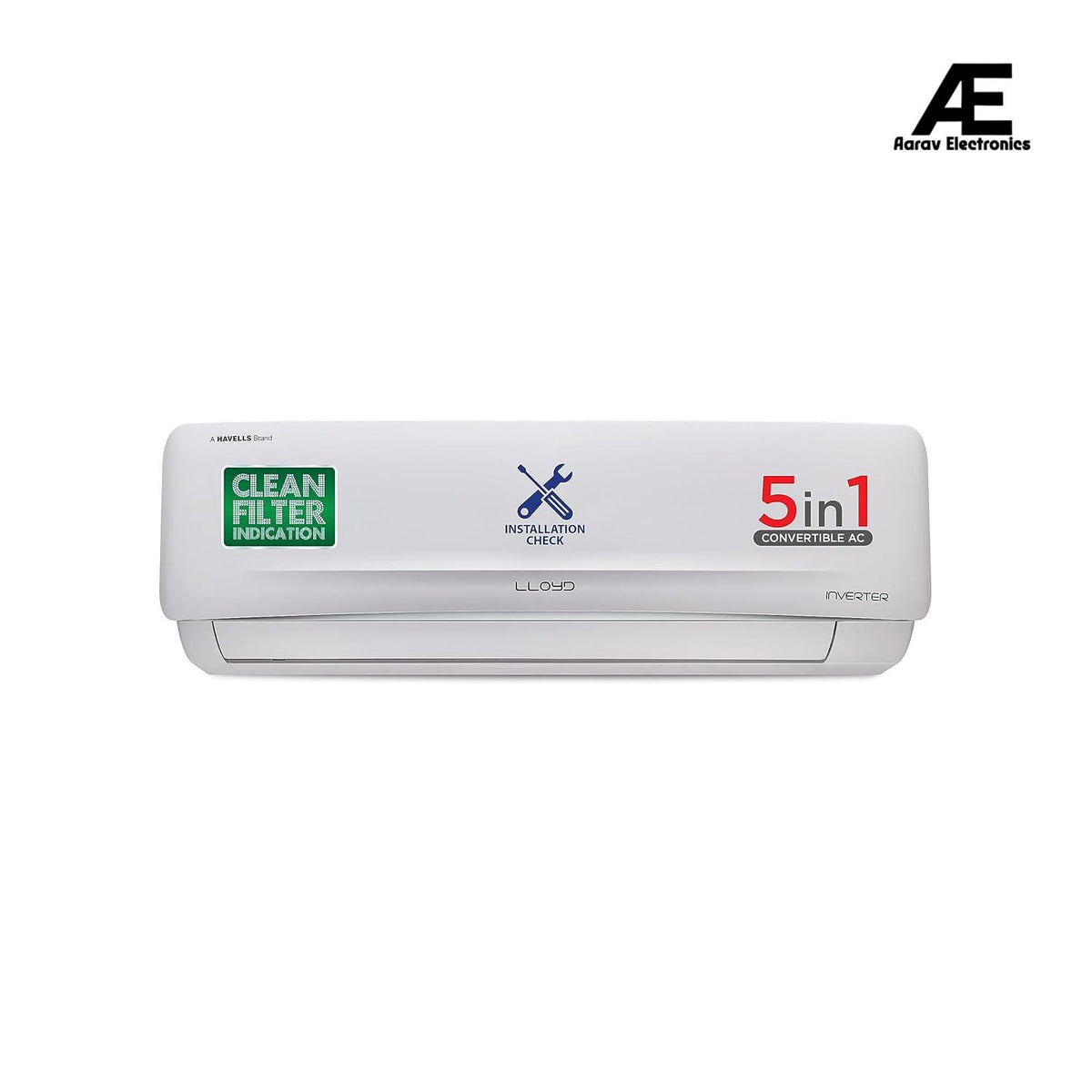 Lloyd 1.5 Ton 3 Star Inverter Split AC (5 in 1 Convertible, Anti Corrosion Coating, Copper, Anti-Viral+PM 2.5 Filter, White with Chrome Deco Strip, GLS18I3FOSEW)