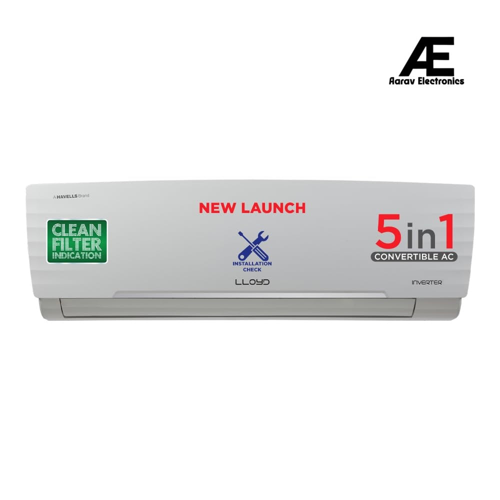 Havells Lloyd 1.5 Ton 3 Star Inverter Split AC (5 in 1 Convertible, Cools Even at 52°C, Turbo Cool, Anti Corrosion Coating, 100% Copper, White, GLS18I3FWAGC/GLS18I3FWGSC)