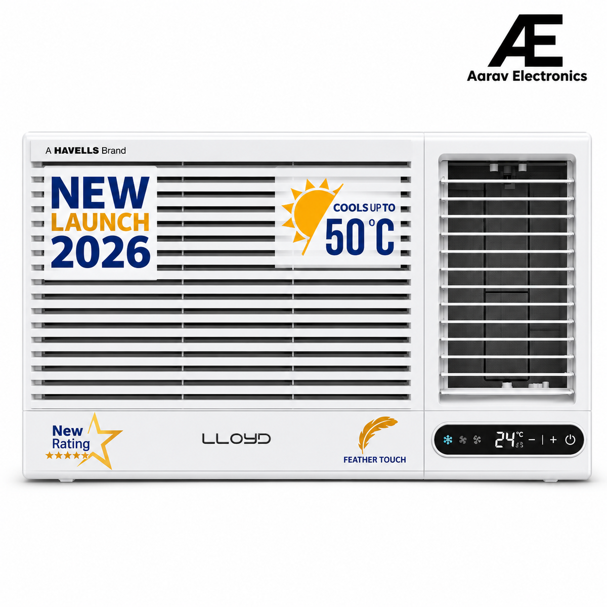 Lloyd 1.5 Ton 3 Star Window AC (GLW18D3LGSPR),Turbo Cool, Copper Coil, R32, Feather Touch Control