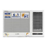 Lloyd 1.5 Ton 3 Star Side Throw Inverter Window AC (6 in 1 Convertible, Cools Up To 54°C, Turbo Cool, Feather Touch Control, Remote Control Operation, LED Display, 100% Copper, White, GLW18I3AGSPR)