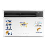 Lloyd 1.5 Ton 5 Star Top Throw Inverter Window AC, 2026 New Star Rated (6 in 1 Convertible, Cools Up To 54°C, Voice & WiFi Enabled, Opti Breeze, Super Silent, 4 Way Air Swing, White, GLW18V5AGTPR)