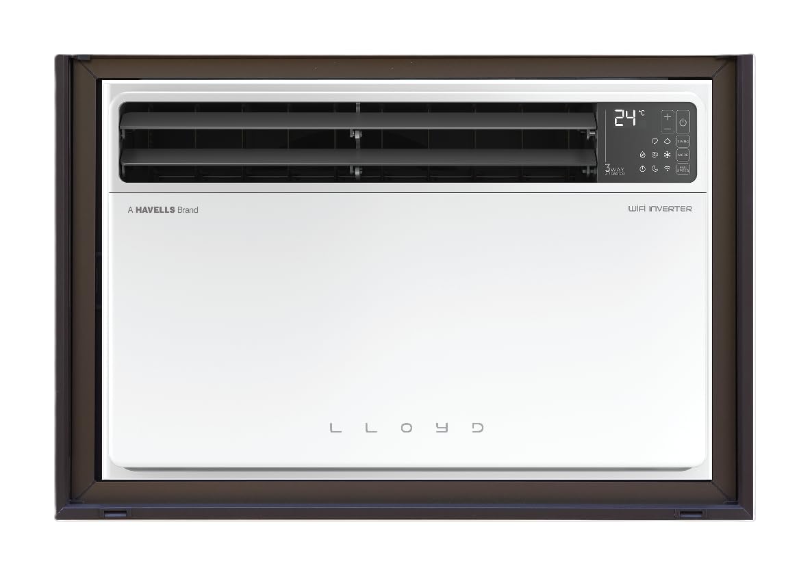 Lloyd 1.5 Ton 5 Star Inverter Window AC (Copper, Convertible 6-in-1 cooling, 4 Way Air Swing, Clean Air Filter,GLW18V5FWTBR, White)