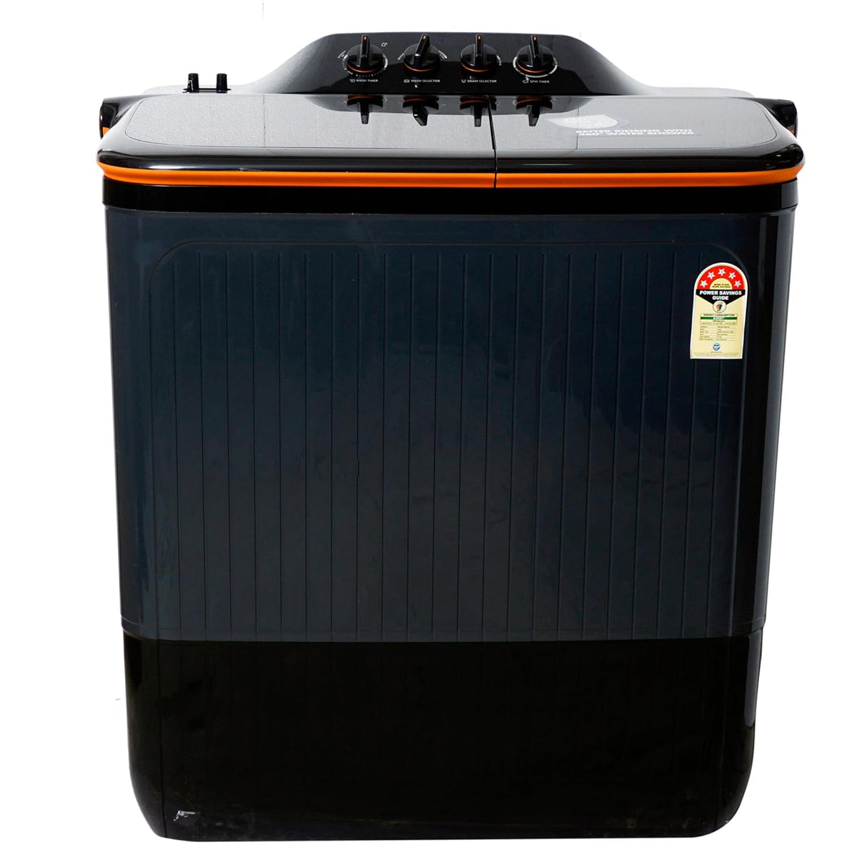 Havells-Lloyd Elante Pluss 12 Kg 5 Star Semi-Automatic Top Load Washing Machine (GLWS125EPHVG Dark Grey Tub with Orange Lids)