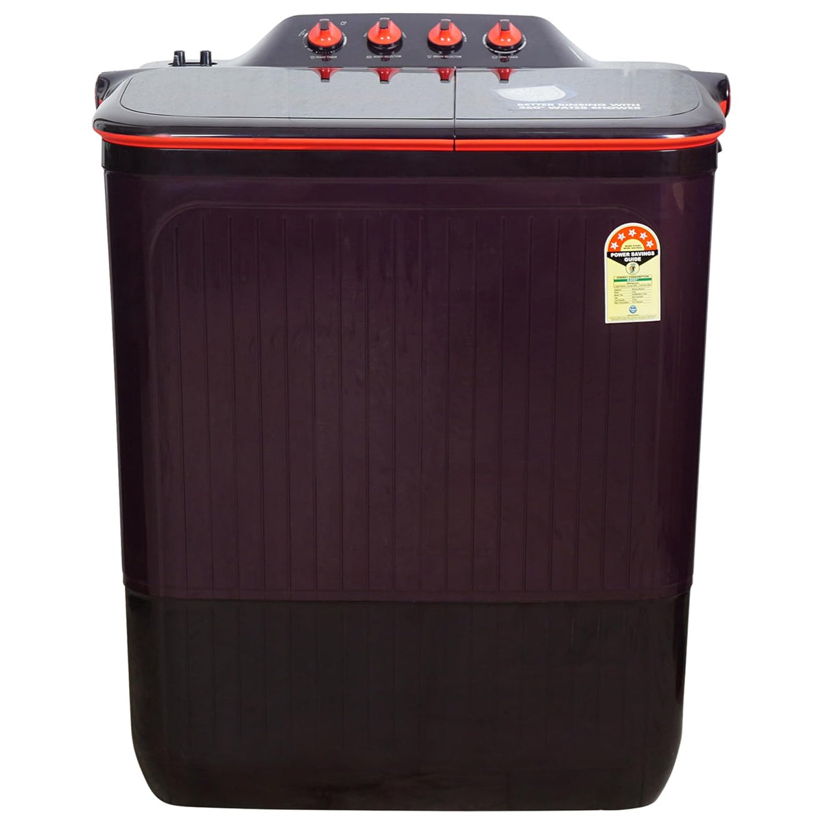 Havells-Lloyd 8 Kg 5 Star Semi-Automatic Top Load Washing Machine (GLWS805EXAPC Plum Cola With Pink lid, Double Layered Toughened Glass Lids)