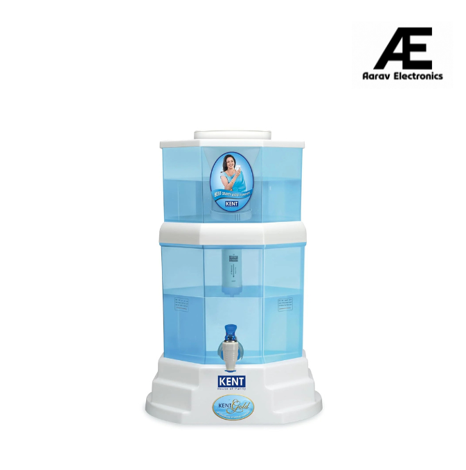 KENT Gold Gravity Water Purifier | UF Technology Based | Non-Electric & Chemical Free | Counter Top | 20L Storage | White