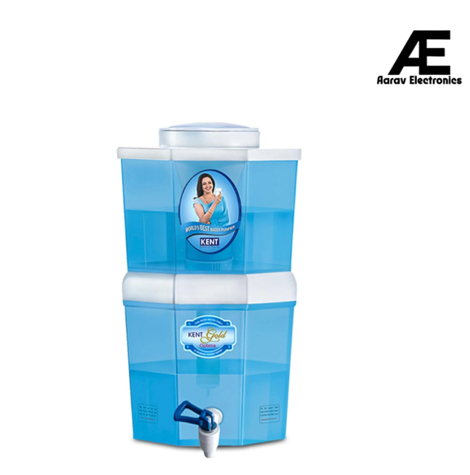 KENT Gold Optima Gravity Water Purifier | UF Technology Based | Non-Electric & Chemical Free | Counter Top | 5L Top + 5L Bottom Storage | White