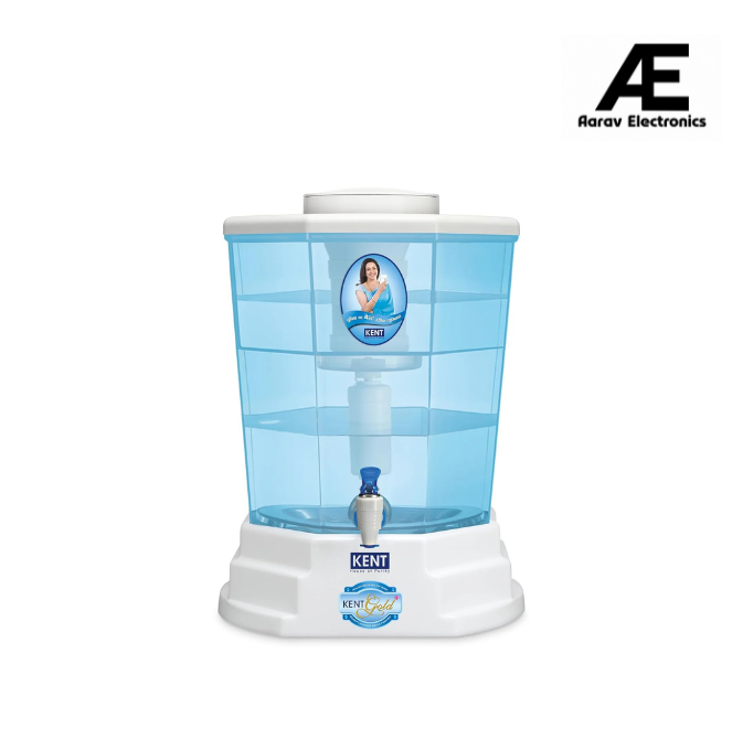 KENT Gold Plus Gravity Water Purifier | UF Technology Based | Non-Electric & Chemical Free | Counter Top | 20L Storage | White
