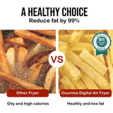 INALSA Air Fryer Digital 4.2L Gourmia Digital-1400W with Smart AirCrisp Technology|8-Preset Menu,Touch Control &amp; Digital Display|Variable Temperature&amp;Timer Control|Free Recipe book|2 Yr Warranty|Black