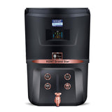 KENT Grand Star RO Water Purifier | RO+UV+UF+TDS Control+Alkaline+Copper+UV in Tank |.0001 Micron RO Membrane | Auto Flush Feature | 9L Tank | 20 LPH | Ideal For Borewell/Tanker/Municipal Water |Black