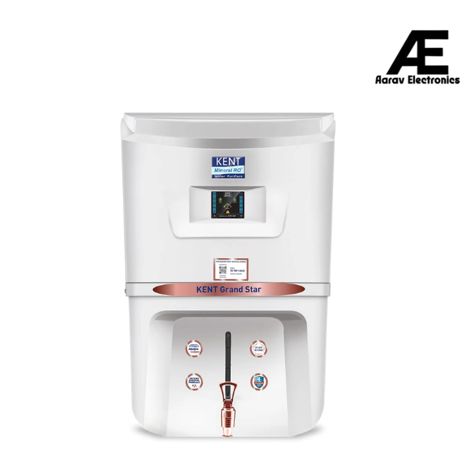 KENT Grand Star RO Water Purifier | RO+UV+UF+Alkaline+Copper+TDS Control+UV LED Tank | .0001 Micron RO Membrane | Auto Flush Feature | 9L Tank | 20 LPH | Ideal for Borewell/Tanker/Municipal Water