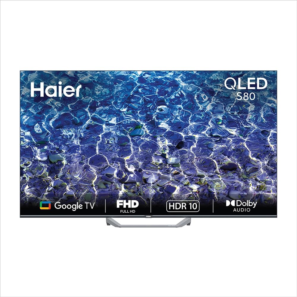 Haier 80cm (32) Full HD QLED Smart Google TV, H32S80FFX, with Google Assistant, Dolby Audio, MEMC, HDR 10, Micro Dimming, 3 HDMI, 2 USB, Bluetooth, 20W Audio
