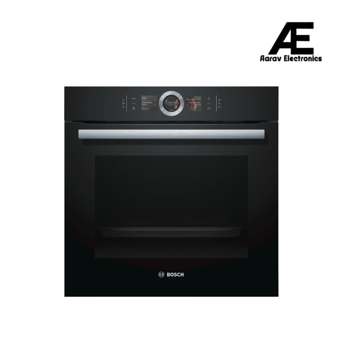 Bosch Series 8 Built-in Oven 60 x 60 cm Black with 4D Hot Air, Pyrolytic Self-Cleaning & Home Connect - HBG6764B6B