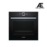 Bosch Series 8 Built-in Oven 60 x 60 cm Black with 4D Hot Air, Pyrolytic Self-Cleaning & Home Connect - HBG6764B6B