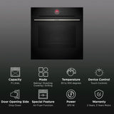 Bosch HBG7341B1, Series 8 Smart Built-in Oven, 60 x 60 cm,Black, Dirt-Repellent & Self-Cleaning, Air Fry, Bosch Assist Automatic, 3D Hot Air, Colour Touch Screen & Operating Ring