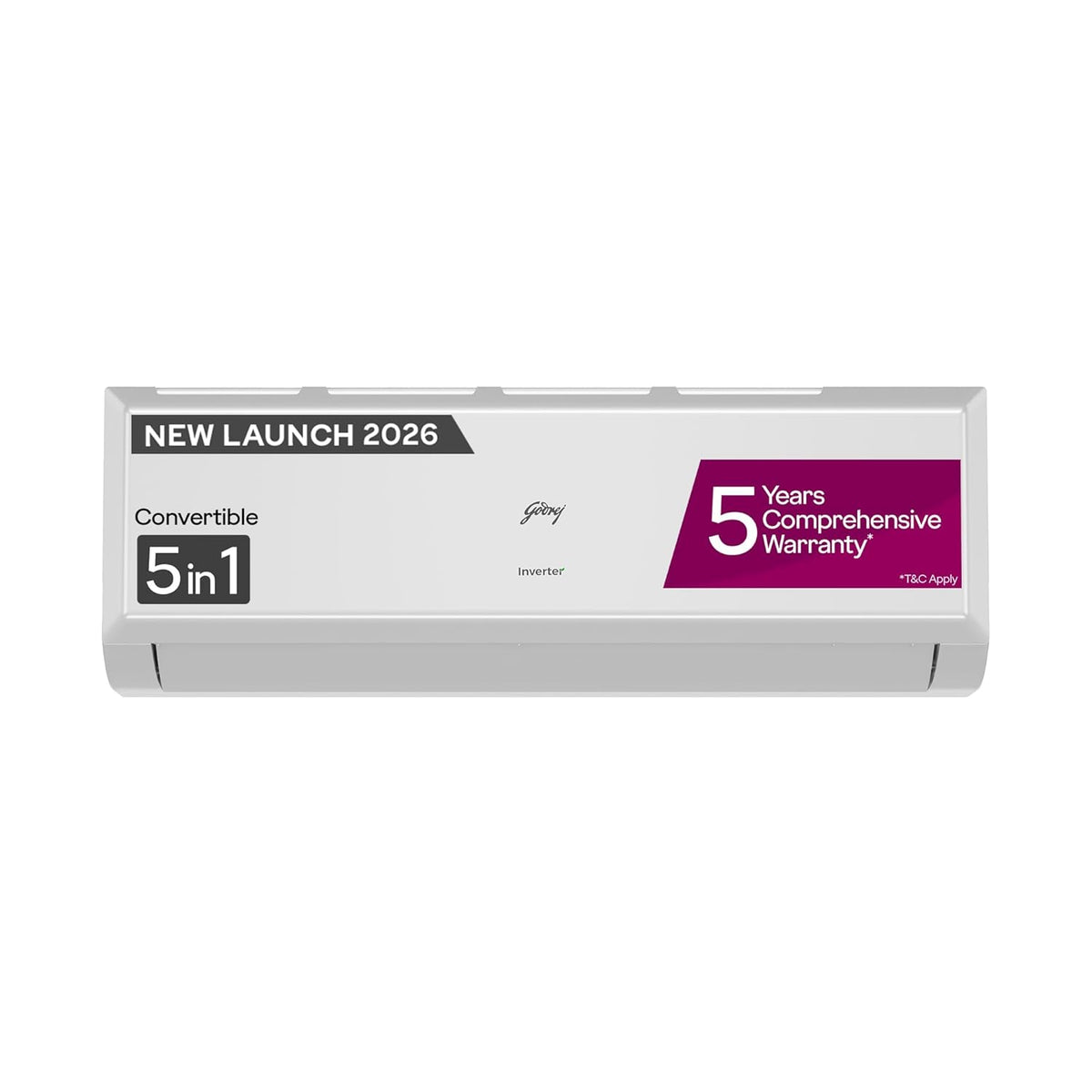 Godrej 1.5 Ton 3 Star Inverter Split AC with 5-in-1 Convertible Cooling, AI Powered, Heavy Duty Cooling at 52°C, Pure Air Filter, Self Clean Technology (AC 1.5T HIC 18N3TH WA)