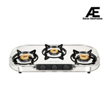 Faber 3 Burner Stainless Steel Gas Cooktop with Brass Burners, Manual Ignition & Euro-Coated Pan Supports – HOB COOKTOP CRYSTAL 3BB SS