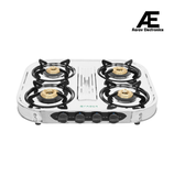 Faber 60 cm 4 Burner Stainless Steel Gas Cooktop with Brass Burners, Manual Ignition & Euro-Coated Pan Supports – HOB COOKTOP CRYSTAL 4BB SS