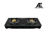 Faber 2 Burner Gas Cooktop with Brass Burners, Manual Ignition & MS Powder-Coated Finish – HOB COOKTOP JUMBO 2BB BK