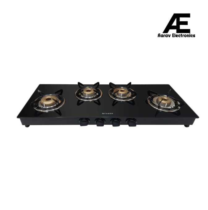 Faber 4 Burner Gas Cooktop with Brass Burners, Auto Ignition & Powder-Coated Finish – HOB COOKTOP JUMBO XL AI 4BB