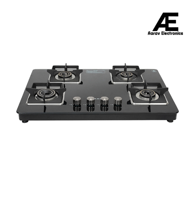 Faber 4 Burner Gas Cooktop with Brass Burners, Auto Ignition & Tempered Glass Top – HOB COOKTOP NiOS AUTO 4BB BK