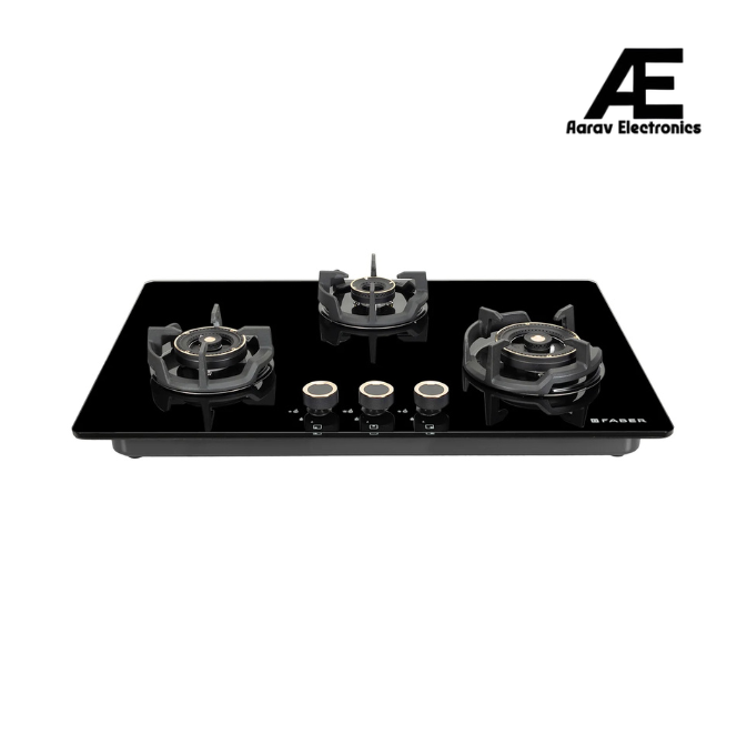 Faber 75 cm 3 Burner Built-in Gas Hob with Brass Burners, Auto Ignition & Flame Failure Device – HOB EXPERIA HT 753 ALU AI FFD