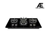 Faber 75 cm 4 Burner Built-in Gas Hob with Brass Burners, Auto Ignition, Flame Failure Device & 8 mm Matt Finish Glass – HOB EXPERIA HT 754 ALU AI FFD