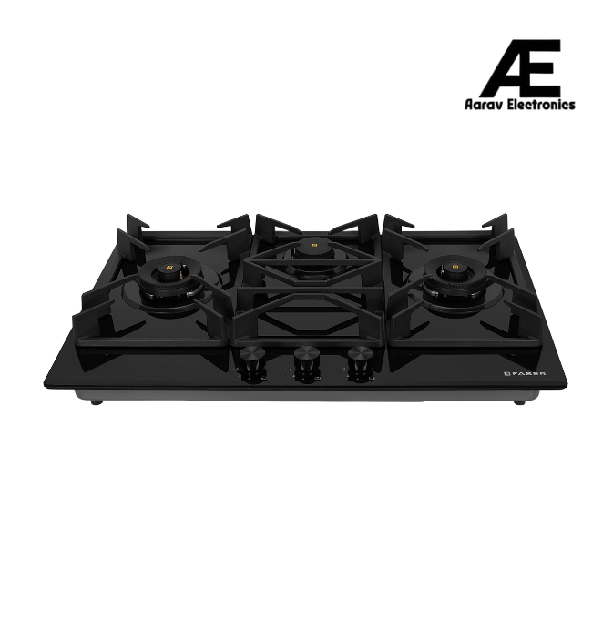 Faber 90 cm Built-in Gas Hob with 3 Brass Burners, Auto Ignition & Flame Failure Device - HOB INSPIRIA 903 BR AI FFD GL LPG