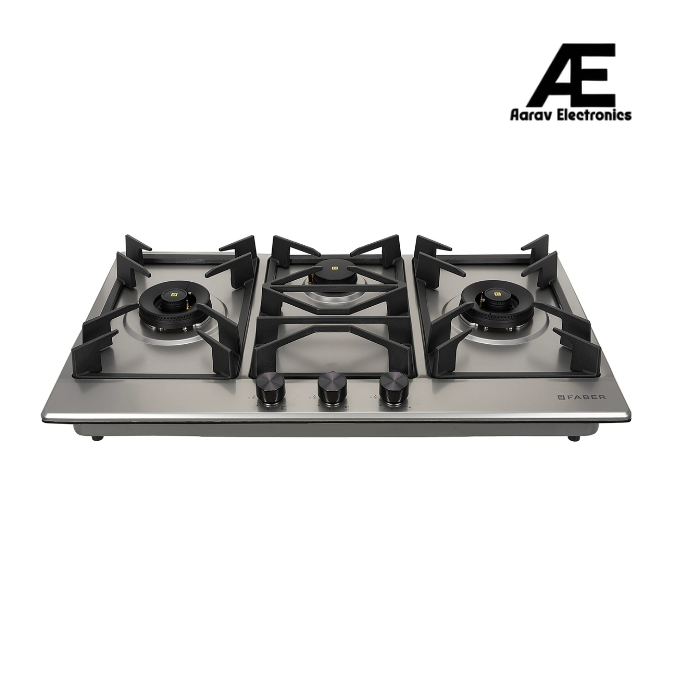 Faber 90 cm Built-in Gas Hob with 3 Brass Burners, Auto Ignition & Flame Failure Device - HOB INSPIRIA 903 BR AI FFD SS LPG