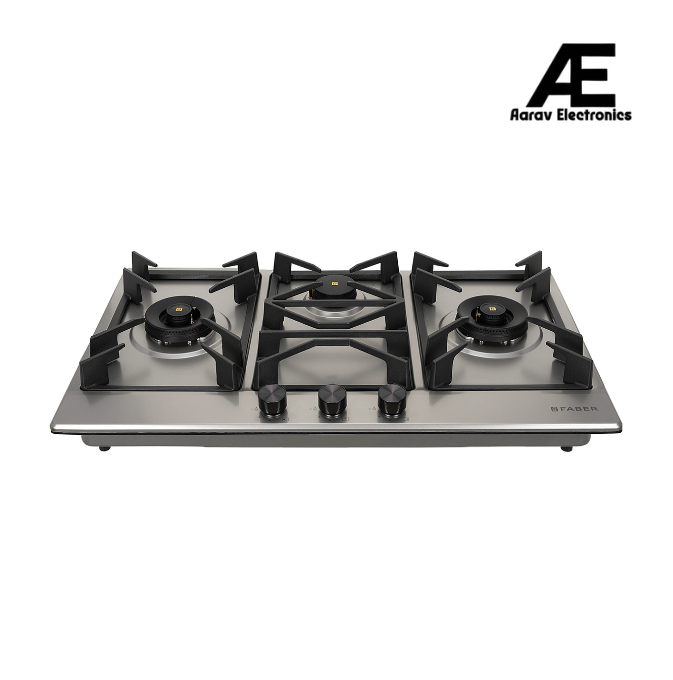 Faber Inspiria 3 Burner Built-In Gas Hob with Brass Burners, Cast Iron Pan Support, Auto Ignition, Flame Failure Device & SUS 304 Stainless Steel Panel, PNG – HOB INSPIRIA 903 BR AI FFD SS PNG