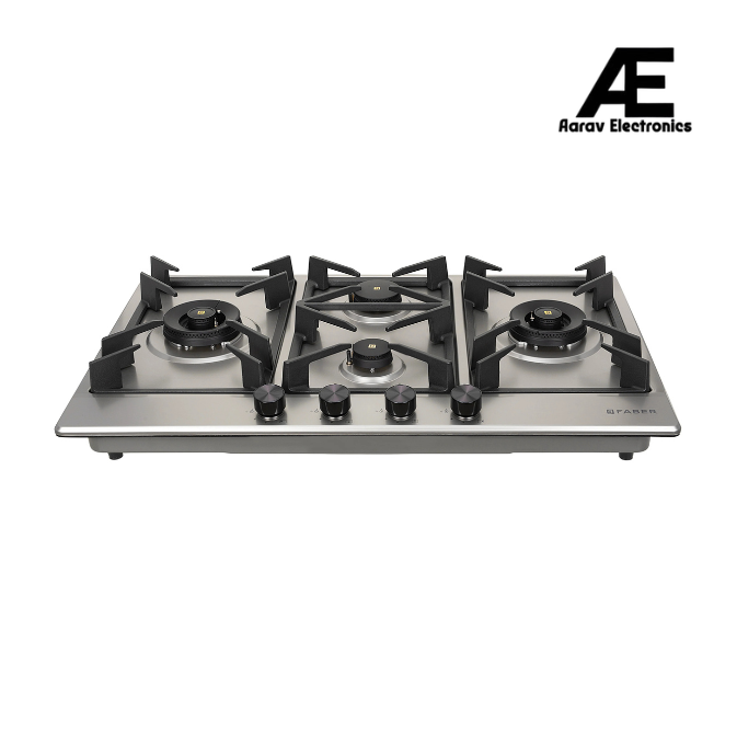 Faber 90 cm Built-in Gas Hob with 4 Brass Burners, Auto Ignition & Flame Failure Device - HOB INSPIRIA 904 BR AI FFD SS LPG