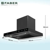 Faber HOOD AEROSTATION ELITE FL HC TC BK 75 Kitchen Chimney | 75 cm, 1325 m³/hr, Filterless, Heat Auto Clean, 4-in-1 Air Purifier Chimney