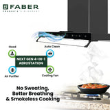 Faber HOOD AEROSTATION ELITE FL HC TC BK 90 Kitchen Chimney | 90 cm, 1325 m³/hr, Filterless, Heat Auto Clean, 3-in-1 Air Purifier Chimney